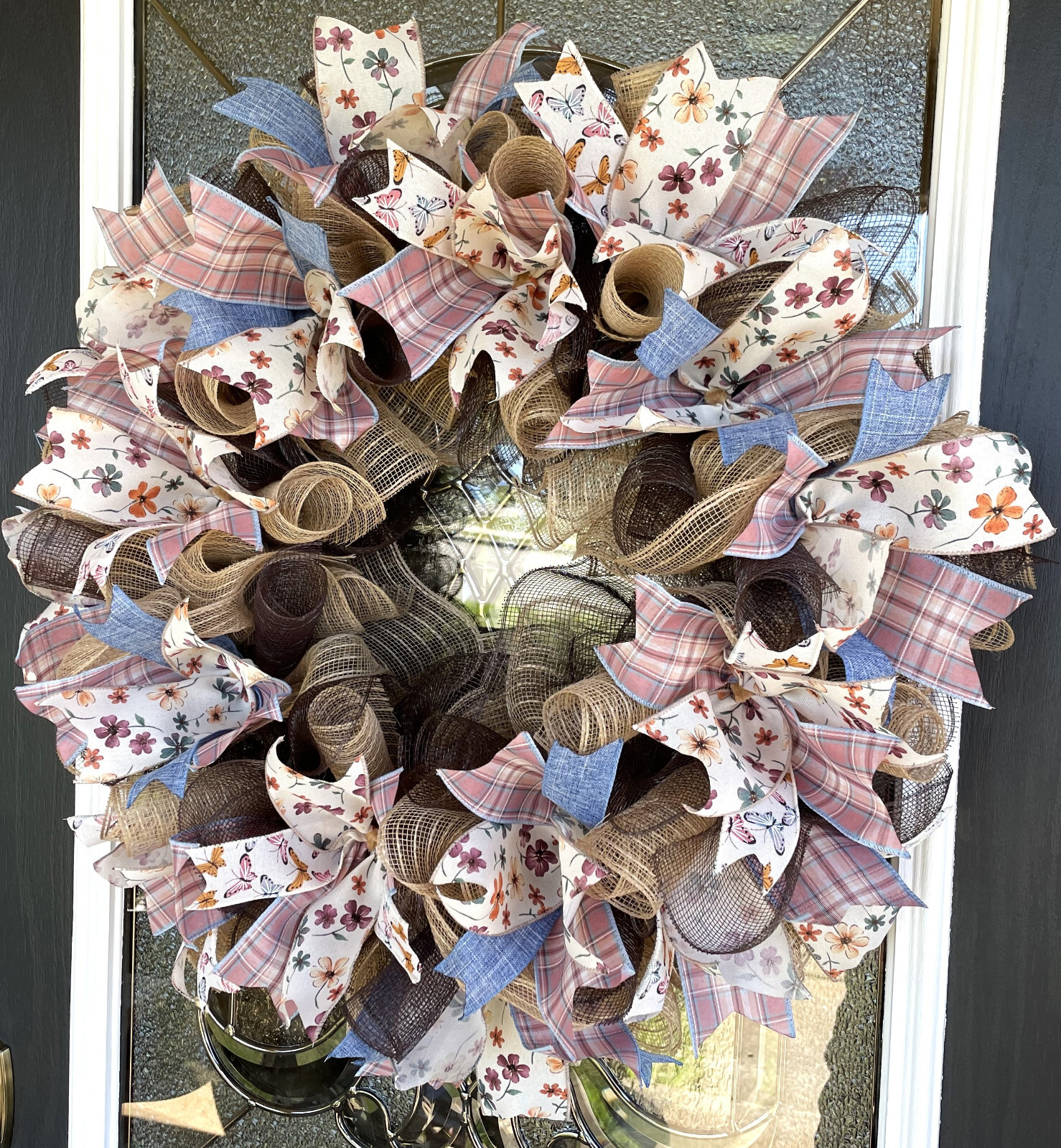 Prairie Butterfly Spring Summer Fall Deco Mesh Wreath, Farmhouse Cottage Decor gallery