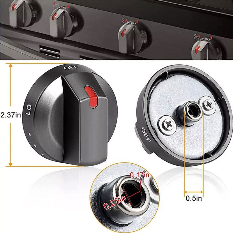5 Pcs DG64-00473B Stove Knobs Replacements Stainless Steel for Samsung AP5986692 gallery