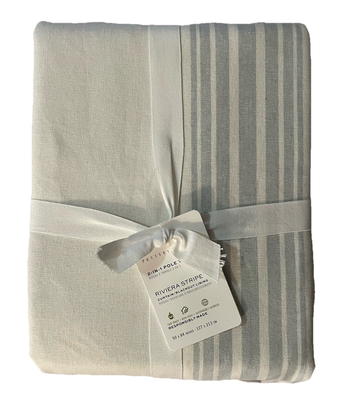 Pottery Barn Riviera Striped Linen Blackout Curtain _50x84_Porcelain Blue_NWT_TE gallery