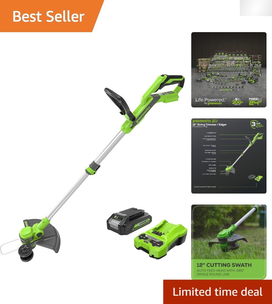 Ultra-Light 6 lbs 24V String Trimmer & Edger - Battery Included, Instant Start