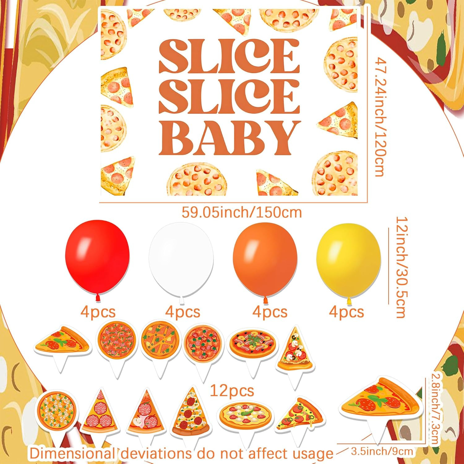 Slice Slice Baby Theme Decoration Include "Slice Slice Baby" Backdrop,1Pc Pizza gallery
