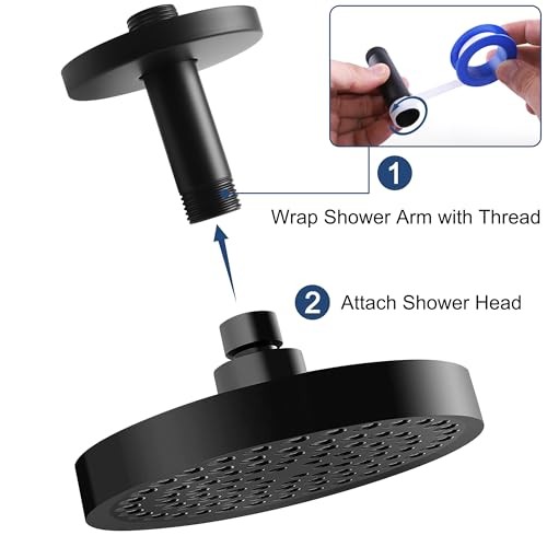 Straight Shower Arm with Flange, Ceiling Mount 3" Round Matte Black 3 Inch gallery