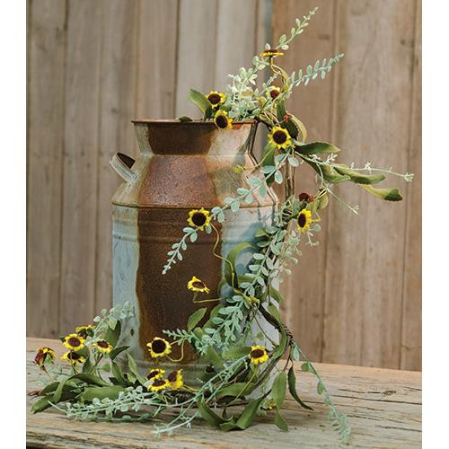 New Primitive Rustic Yellow Daisy SUNFLOWER GARLAND Swag Flexible Vine 4ft. gallery
