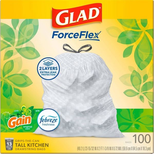 Glad ForceFlex Tall Kitchen Drawstring Trash Bags - Gain Original-13 Gallon100ct gallery
