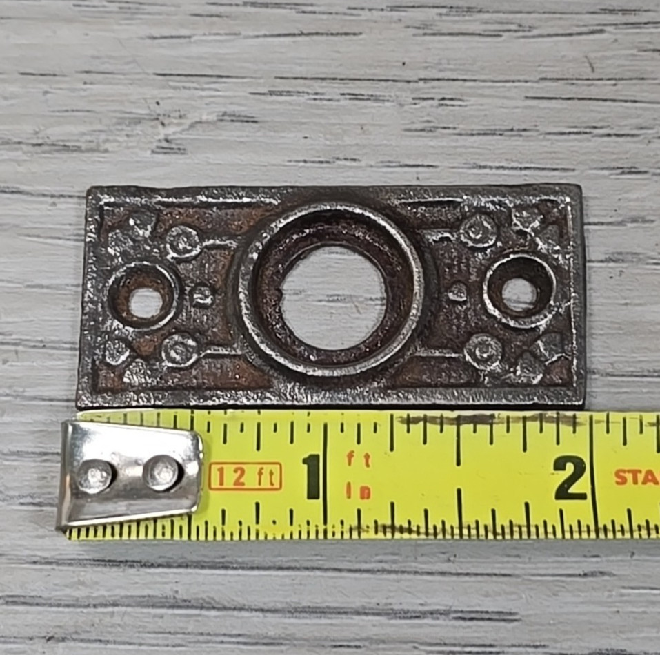 Antique Windsor Reading Hardware Co Cast Iron Drawer Pull Backplate Rosette 2 Pc gallery