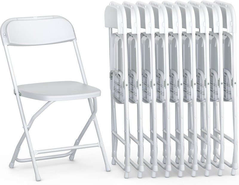 10 Pack Foldable Plastic Chair | Folding & Stackable | 350 Lbs Capacity Steel Fr gallery
