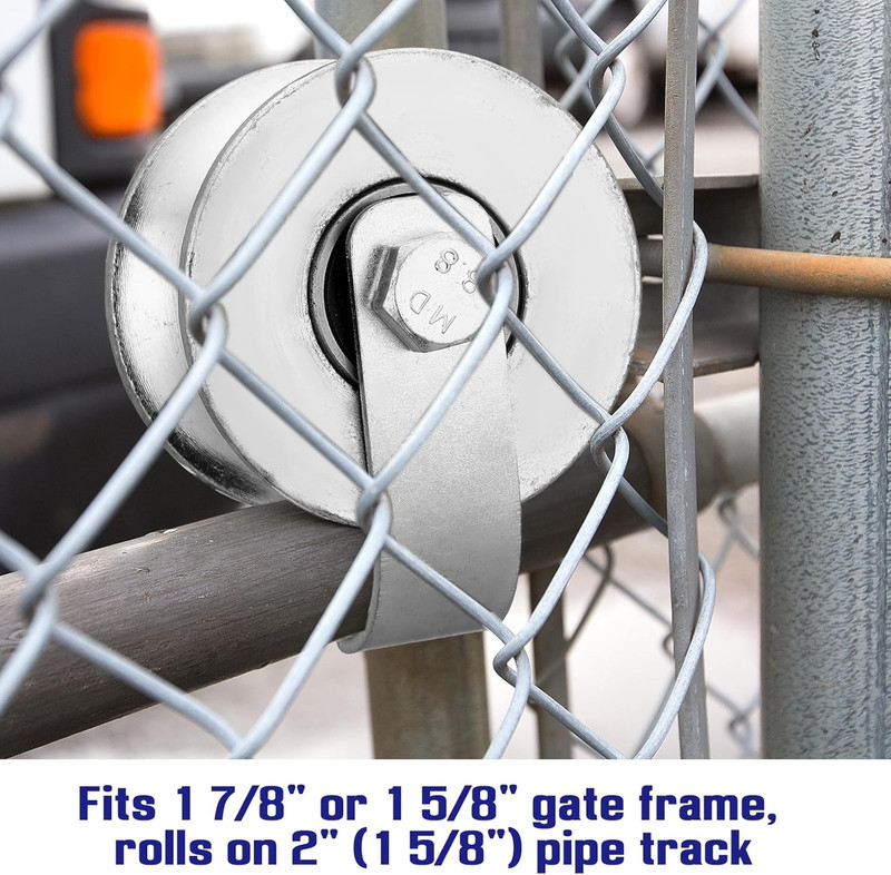 2 Pack Sliding Gate Rollers Rear Pipe Track Wheels for Chain Link Sliding Gates gallery