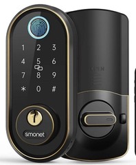 Smonet Fingerprint Keyless Entry Smart Deadbolt Bronze Voice Activated