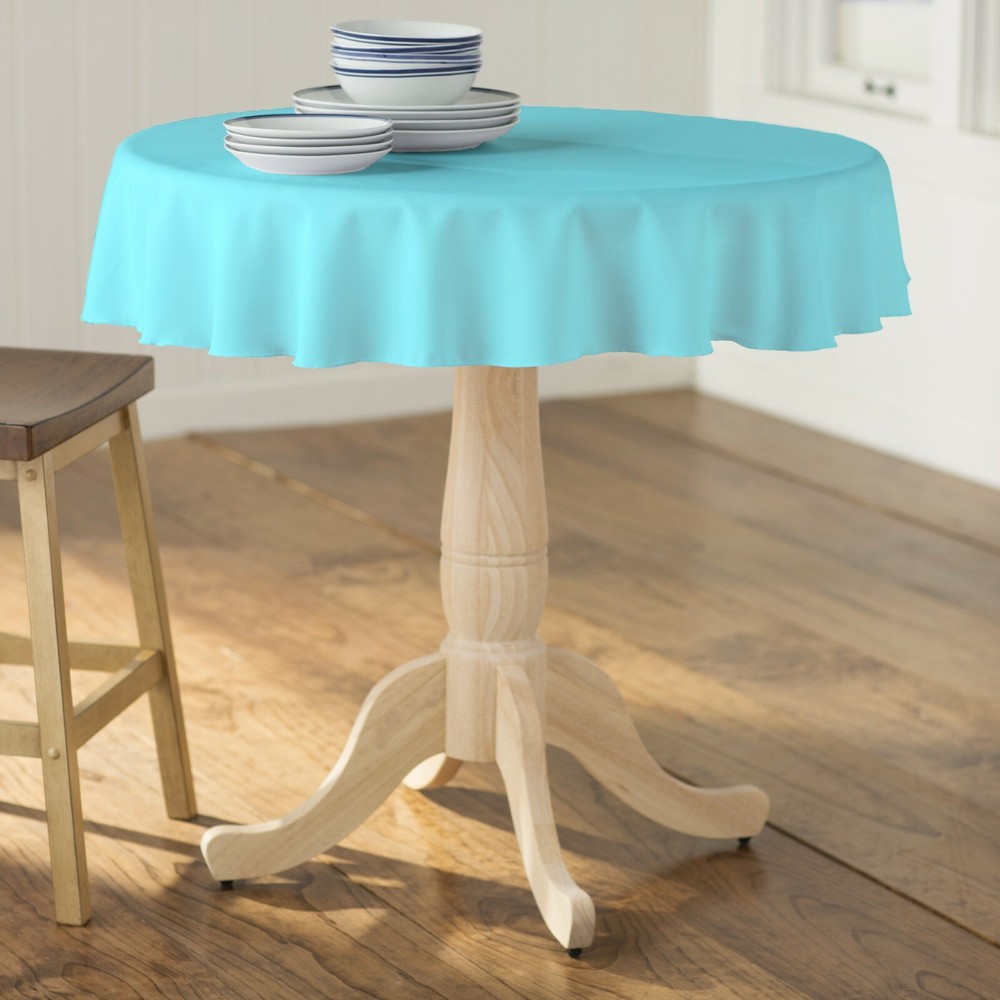 LA Linen Polyester Poplin Round Tablecloth, 58-Inches. Made in USA