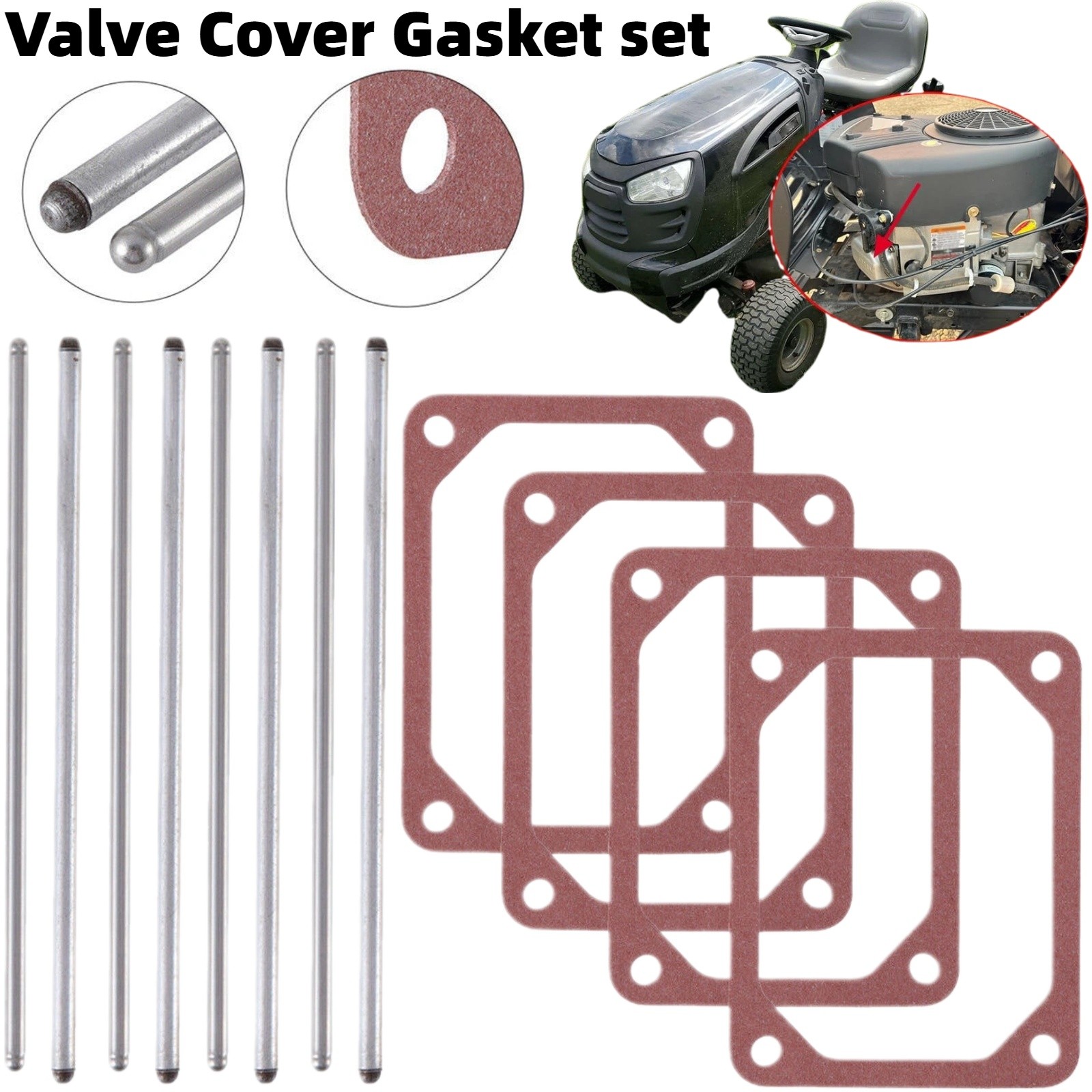 4x Valve Cover Gasket & Push Rod Set For Briggs & Stratton 690981 690982 690971 gallery