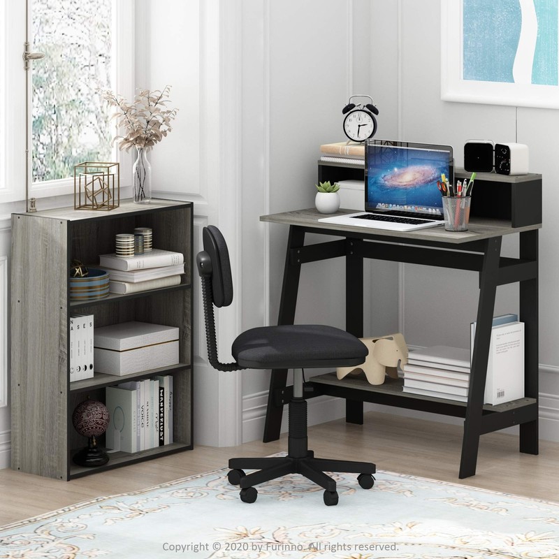 Furinno Simplistic A Frame Computer Desk, Black/French Oak Grey A-frame Design gallery