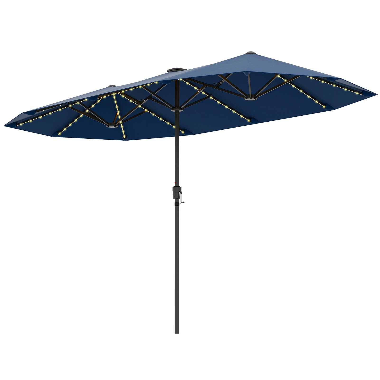 13 FT Large Patio Umbrella w/ LED Solar Lights Crank Handle 12 Heavy-Duty Ribs gallery