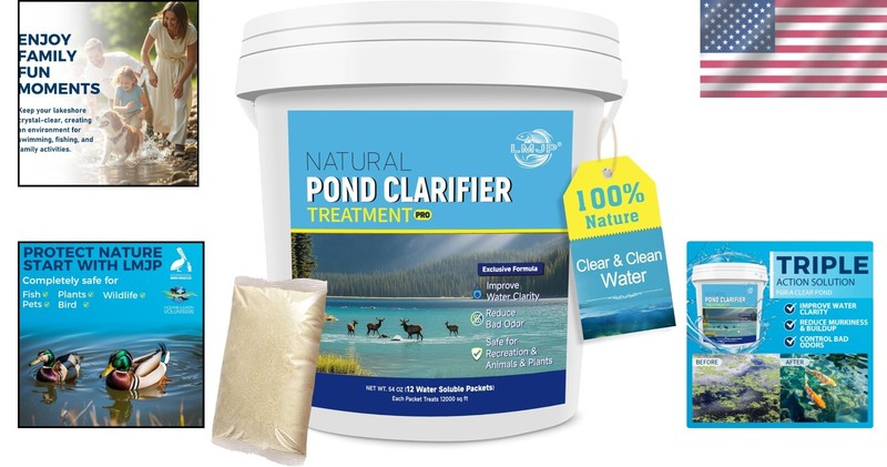 Pond Clarifier Treatment – 12 Packets Natural Pond Water Clear for Outdoor La... gallery