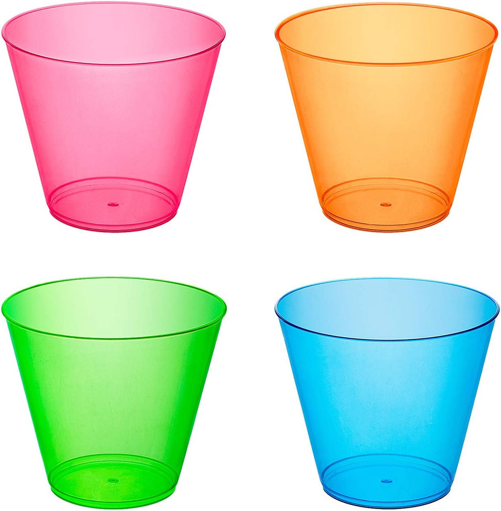 Plastic Cups, 100-Count, Assorted Neon