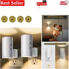 Modern LED Night Lights with Sensor – Dimmable, Soft White for All Rooms, 2 Pack