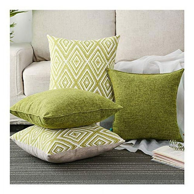 HPUK Decorative Throw Pillow Covers Set of 4 Geometric 17"x17" inches GREEN gallery