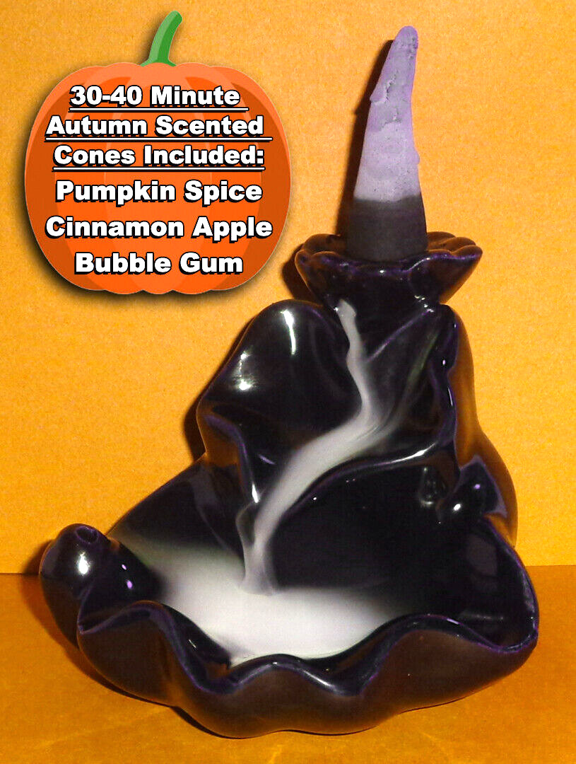Backflow Waterfall Incense Burner & 10 Fall Scented 30-40 Min. Charcoal Cones gallery