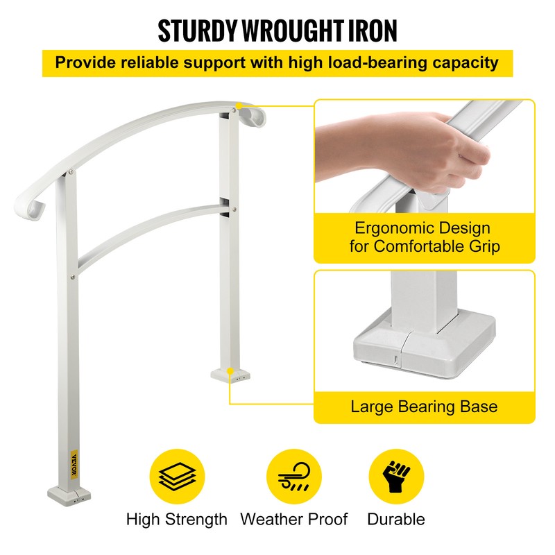 Transitional Handrail Fits 3 Steps Matte White gallery