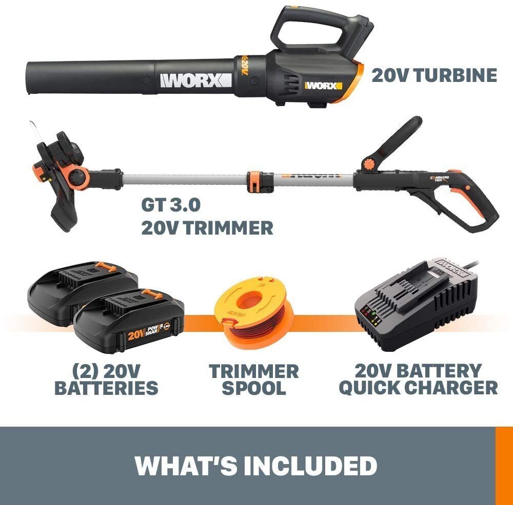 WG928 WORX GT 3.0 20V 12" String Trimmer & Blower Combo w 2 Batteries- SR gallery