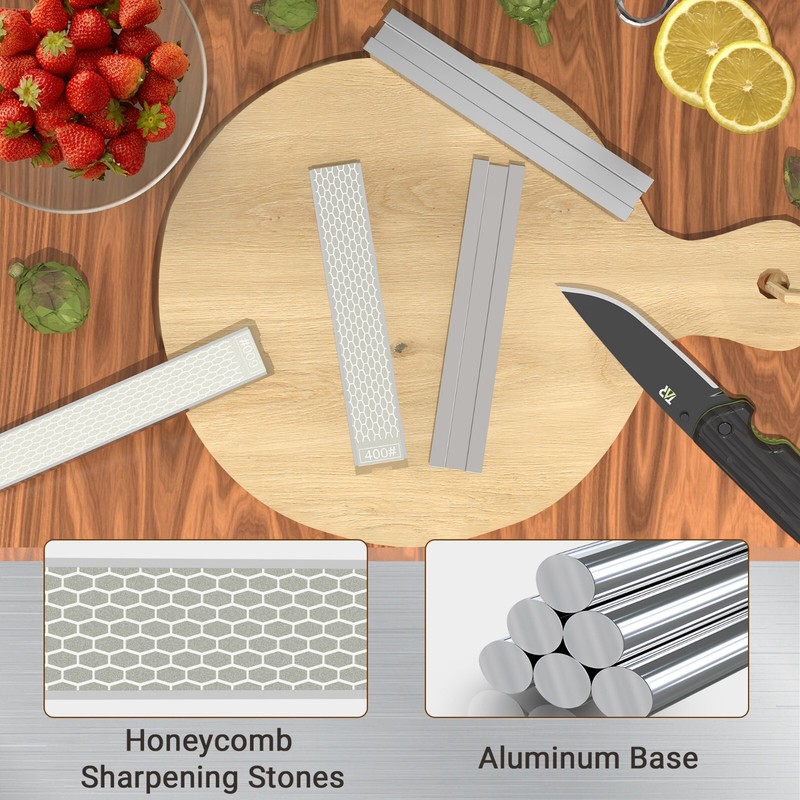 4 PCS Diamond Knife Sharpening Stones Set with Aluminum Base 6.2×0.9" gallery