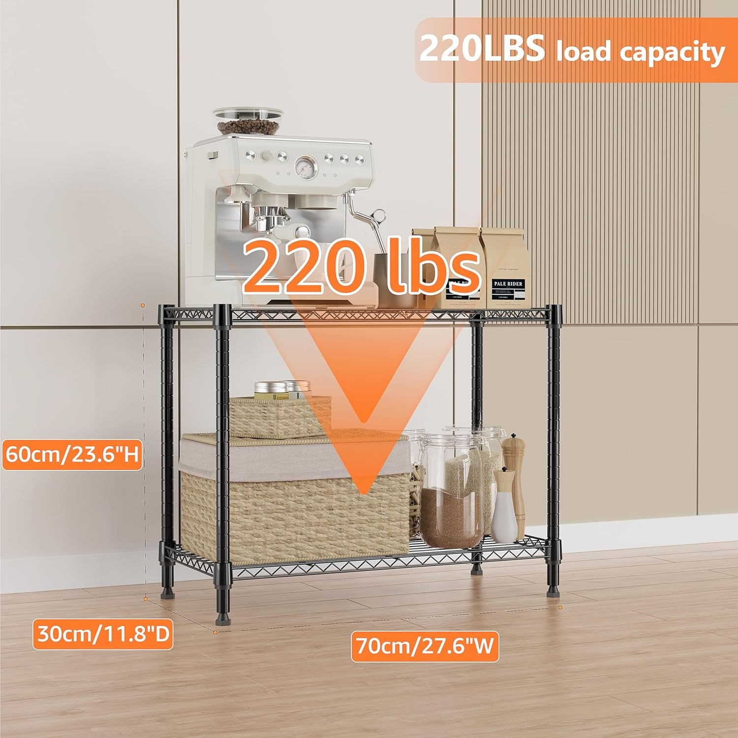220 lbs 2 Tier Multi-Functional Storage Shelf, Metal Wire Shelving Unit Shelf gallery