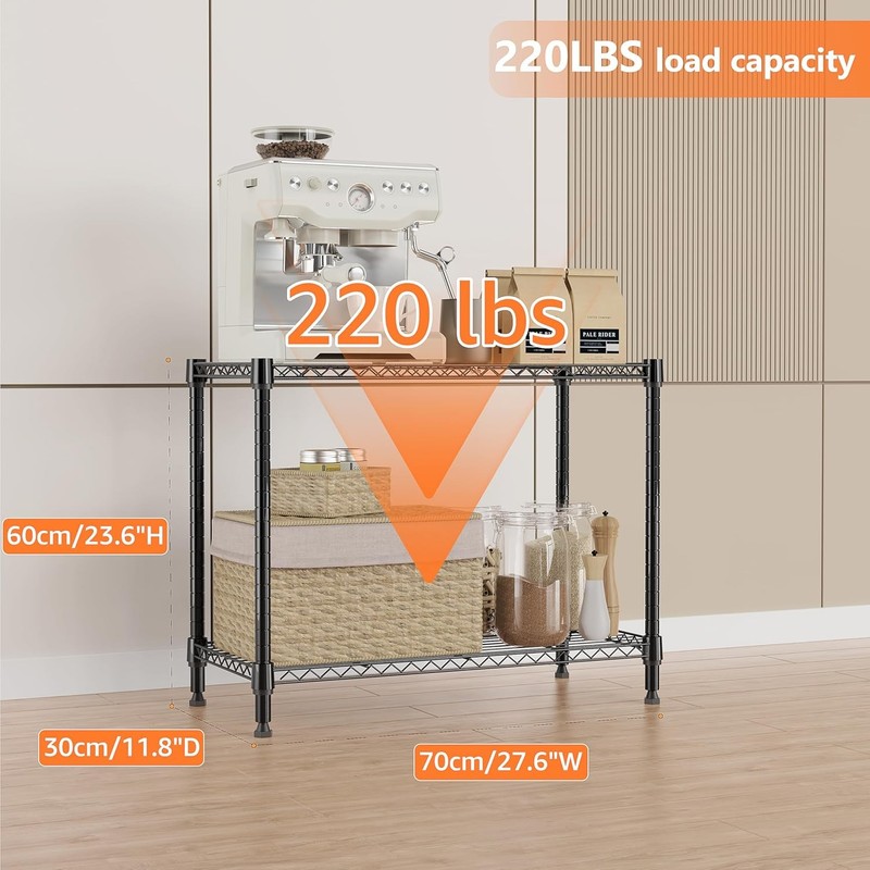 220 lbs 2 Tier Multi-Functional Storage Shelf, Metal Wire Shelving Unit Shelf gallery