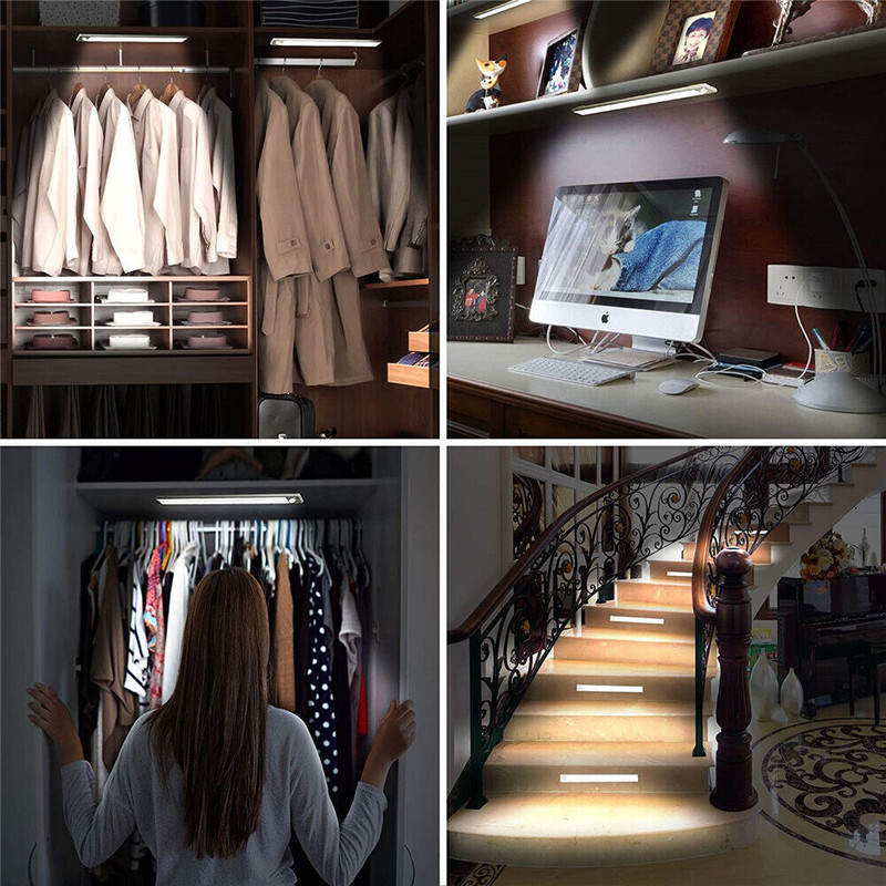 LED Motion Sensor Under Cabinet Closet Light USB Rechargeable Kitchen Lamp Strip gallery