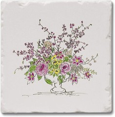 CounterArt Absorbent Stone Coasters Set of 4, Flower Scribble-9