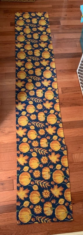 Fall Pumpkin & Leaves Tapestry Table Runner 12x70 Vibrant Harvest Decor Blue/Ora gallery