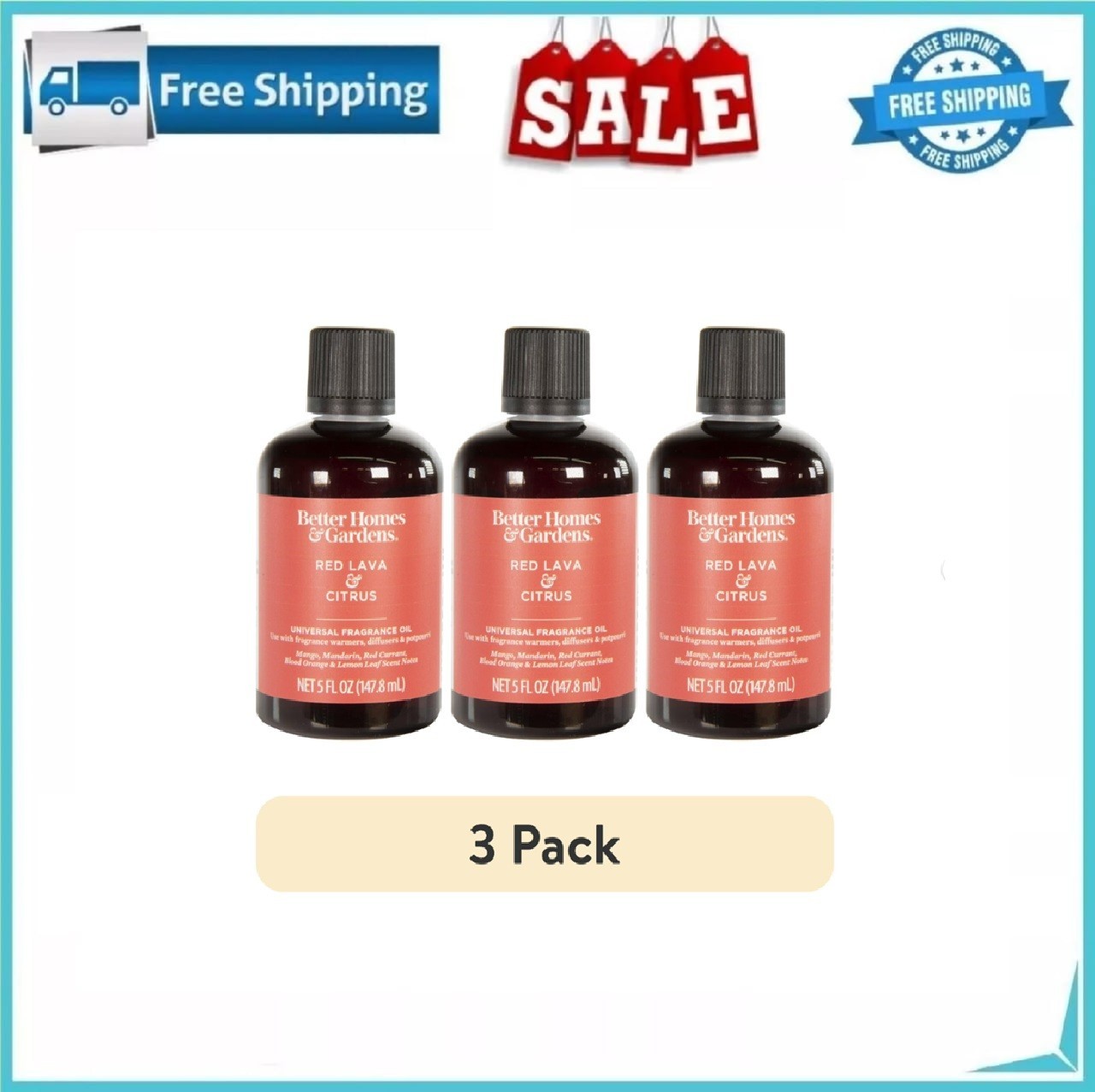 (3 pack) Better Homes & Gardens Universal Fragrance Oil, Red Lava & Citrus gallery