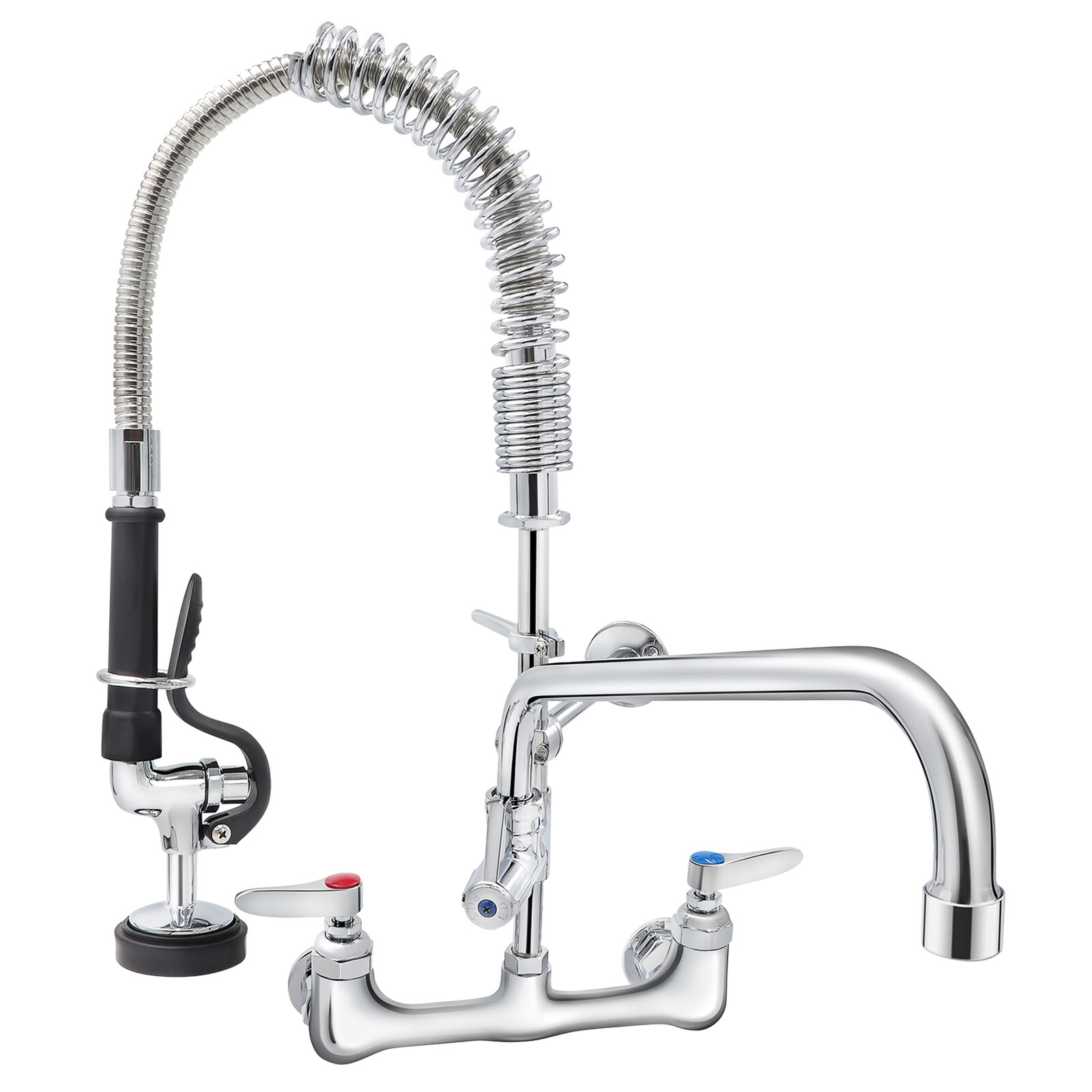 Commercial Pre-Rinse Kitchen Sink Faucet w/ Sprayer Mixer Tap 21-47 in Height gallery