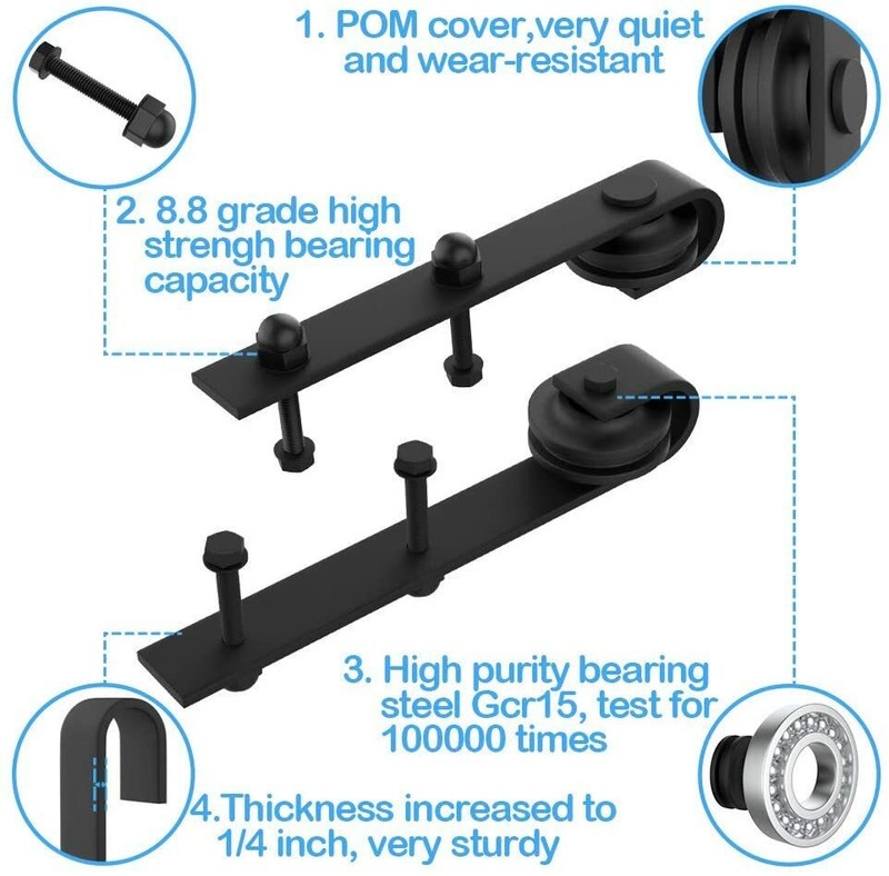 9FT-20FT Bypass Sliding Barn Door Hardware Kit For 4 Doors Closet Track Roller gallery