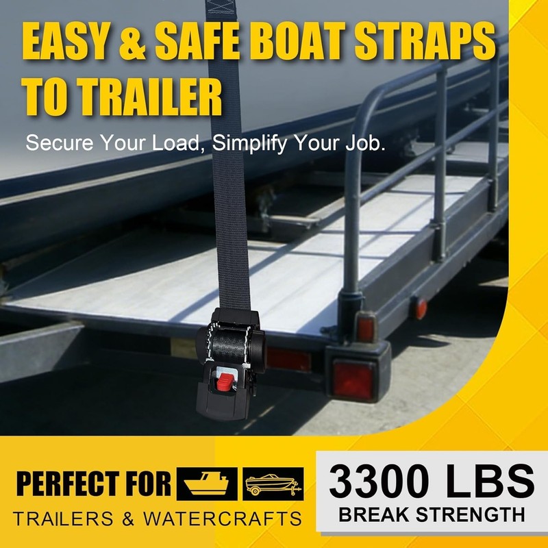 2PK Retractable Ratchet Straps 2" x 6ft 3300lbs Bolt-On Tie Down gallery