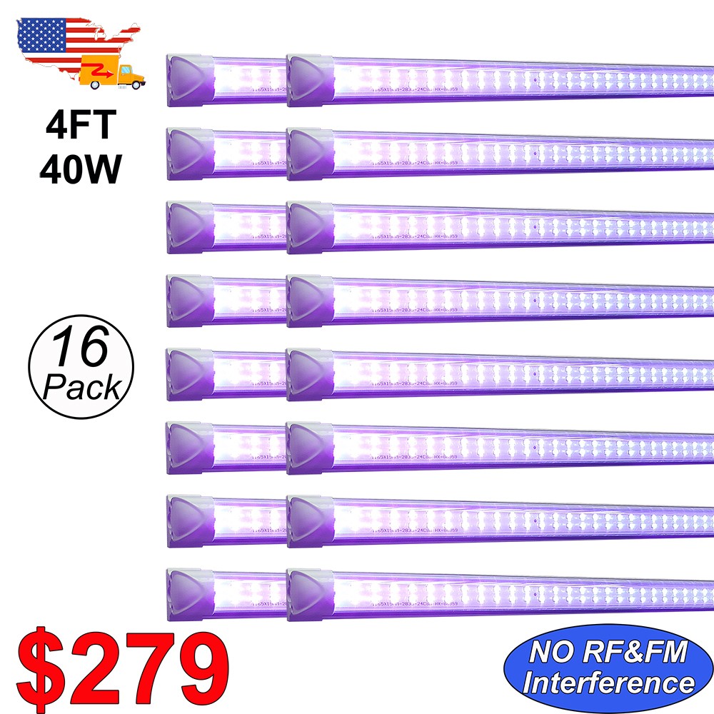 16Pack 4FT 40W Linkable Black Light Fixture for Room Fluorescent Tapestry Poster gallery