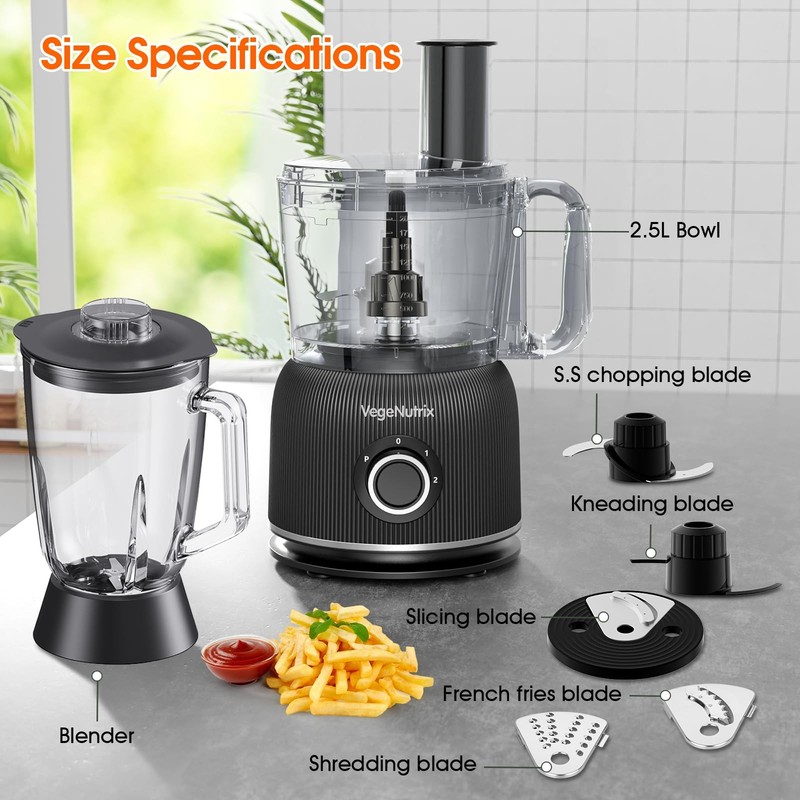 Food Processor and Blender Combo, 88 oz Food Chopper for Meat, Vegetable and ... gallery