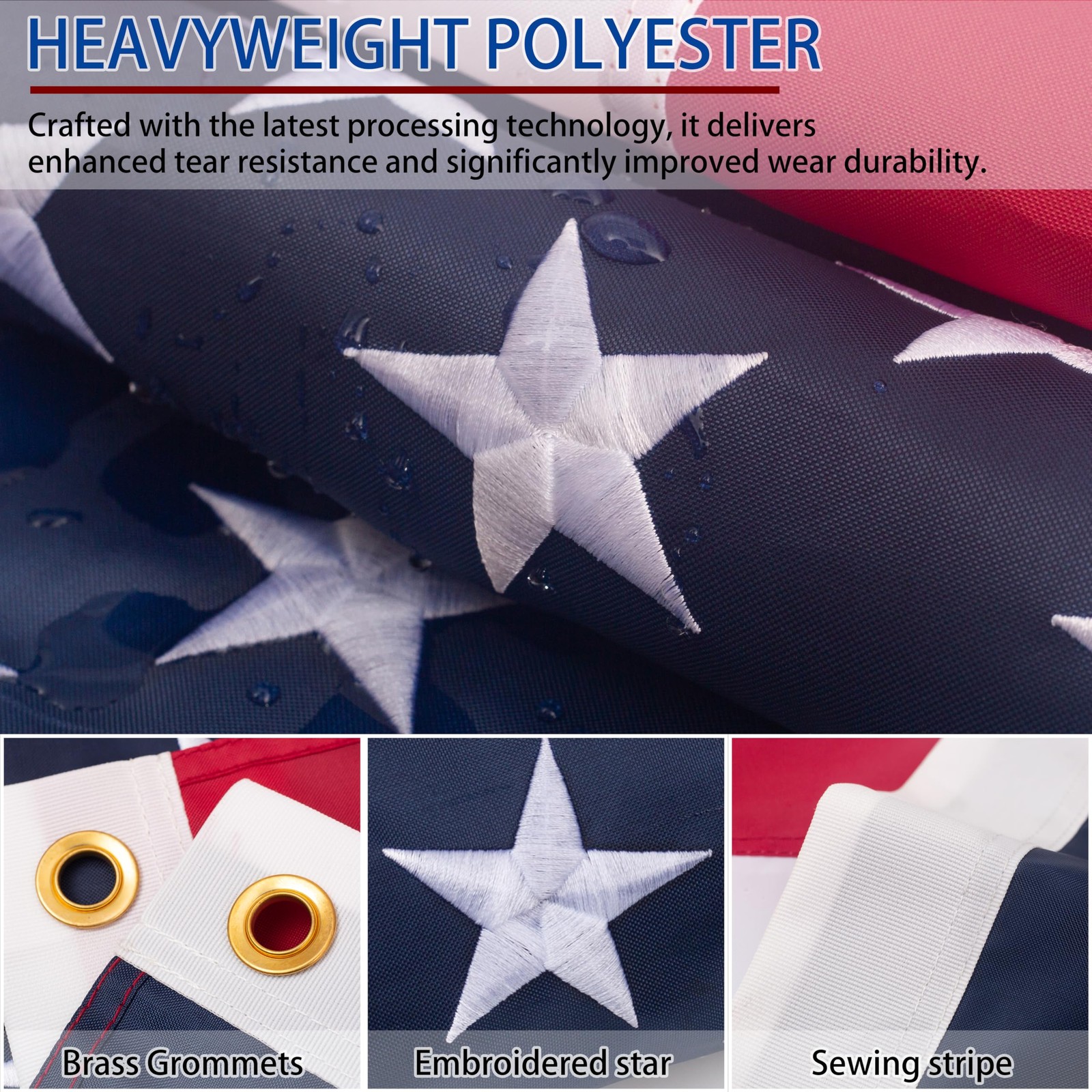American flag 3x5 FT for Outside, Heavy Duty Polyester USA Flag Outdoor with ... gallery