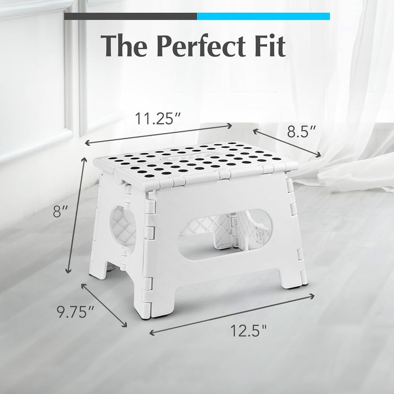 Sturdy Folding Step Stool White 8 Inch Height for Adults Kitchen Bathroom gallery