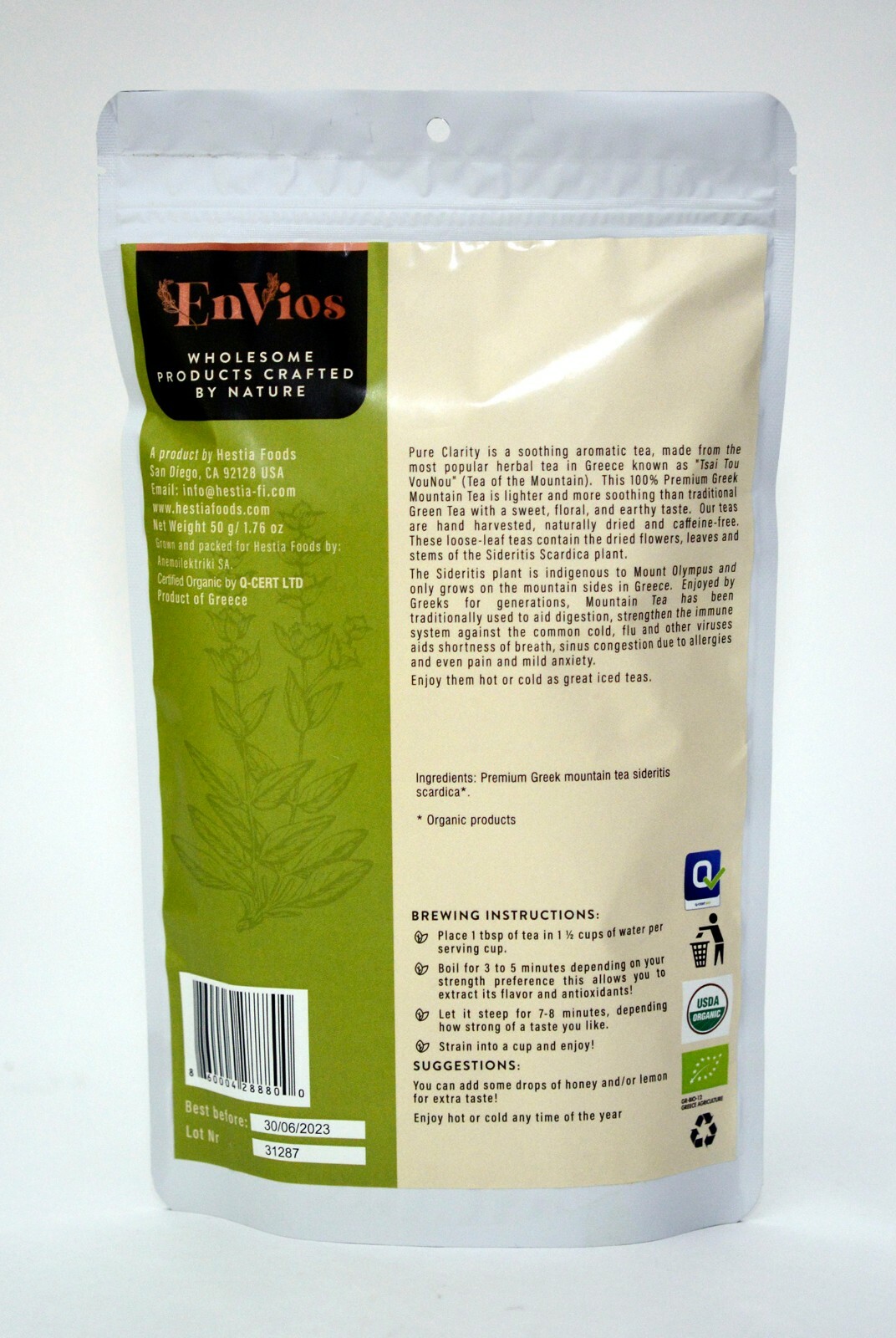 Organic Greek Mountain Tea/Sideritis Scardica.Pure Clarity by EnVios 50g /1.76oz gallery