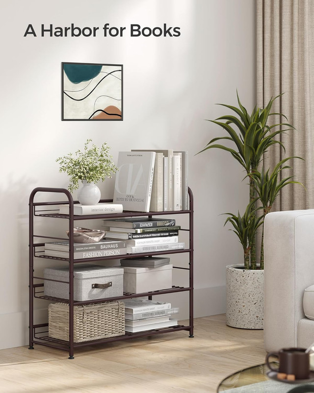 SONGMICS Stackable Shoe Rack, 4 Tier Metal Shoes Rack Storage Shelf, Holds up to gallery