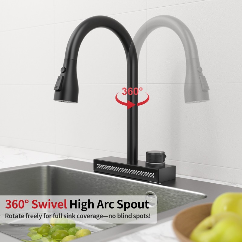 Black 3-function Pull-down Rain Kitchen Faucet gallery