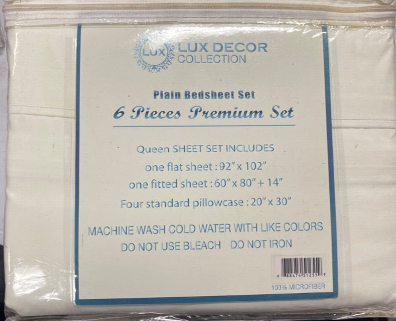 Lux Decor Collection White 6Pcs Bed Sheet Set Brushed Microfiber 1800 Queen gallery