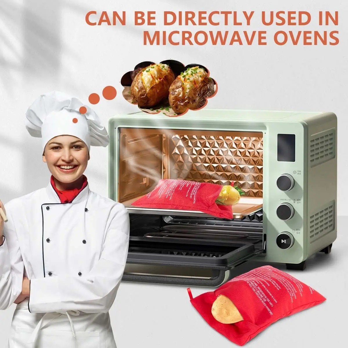 2 Pack New Potato Microwave Cooker Bags 4 Minutes Fast Quick Reusable Washable gallery