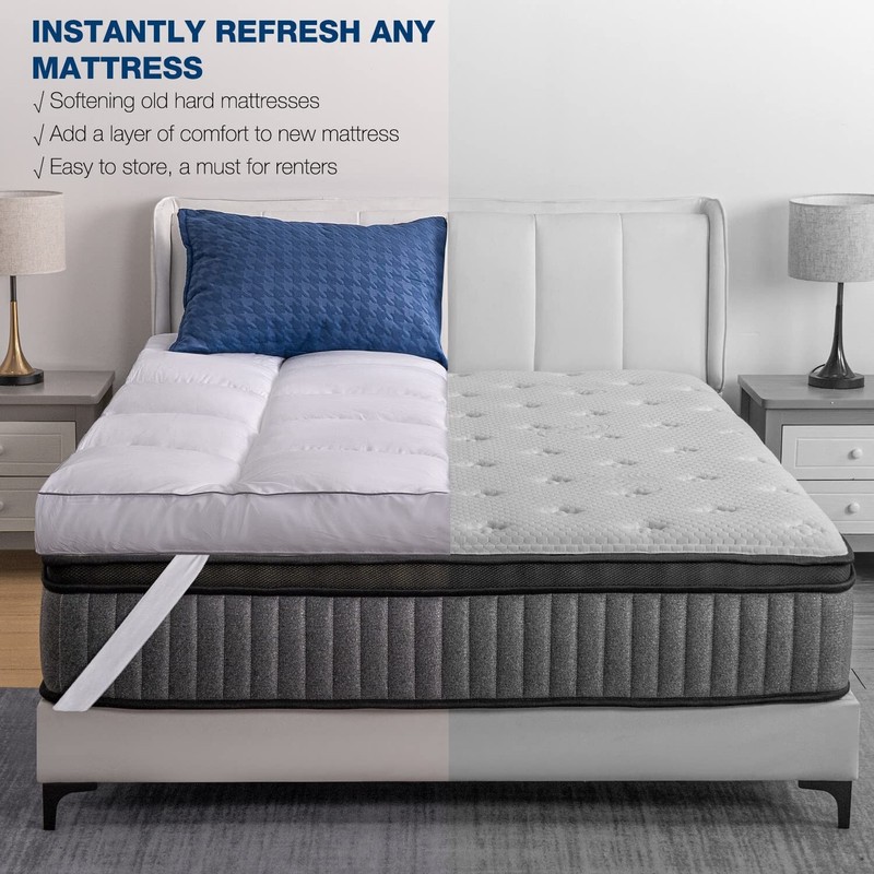 Mattress Topper Queen Cooling Plush Pillow Top Mattress Pad Feather Bed Toppe... gallery