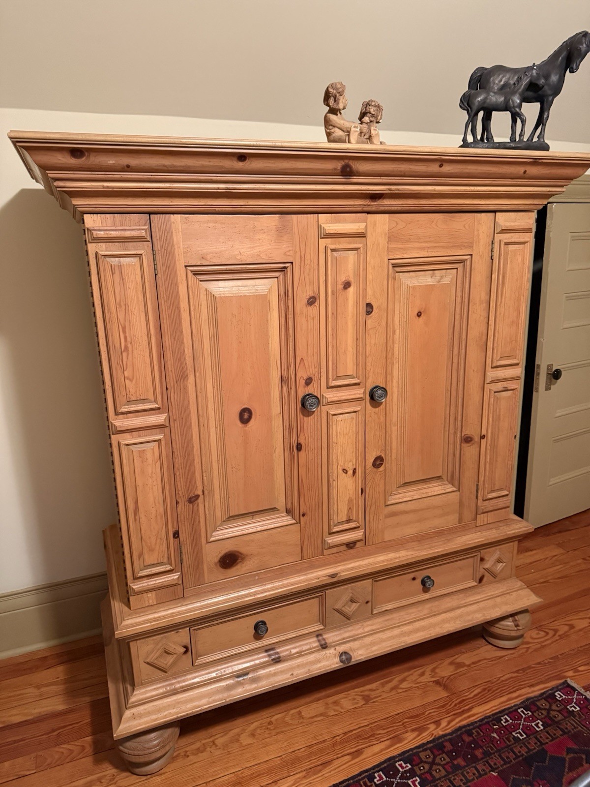 Baker Knapp & Tubbs solid pine TV Armoire 2 Doors 3 Drawers Cable Mgmt gallery