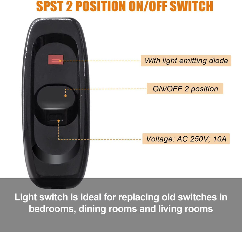 1 Pack Appliance Switch On/Off Button Table Lamp Desk Light In-Line Switch Cord gallery