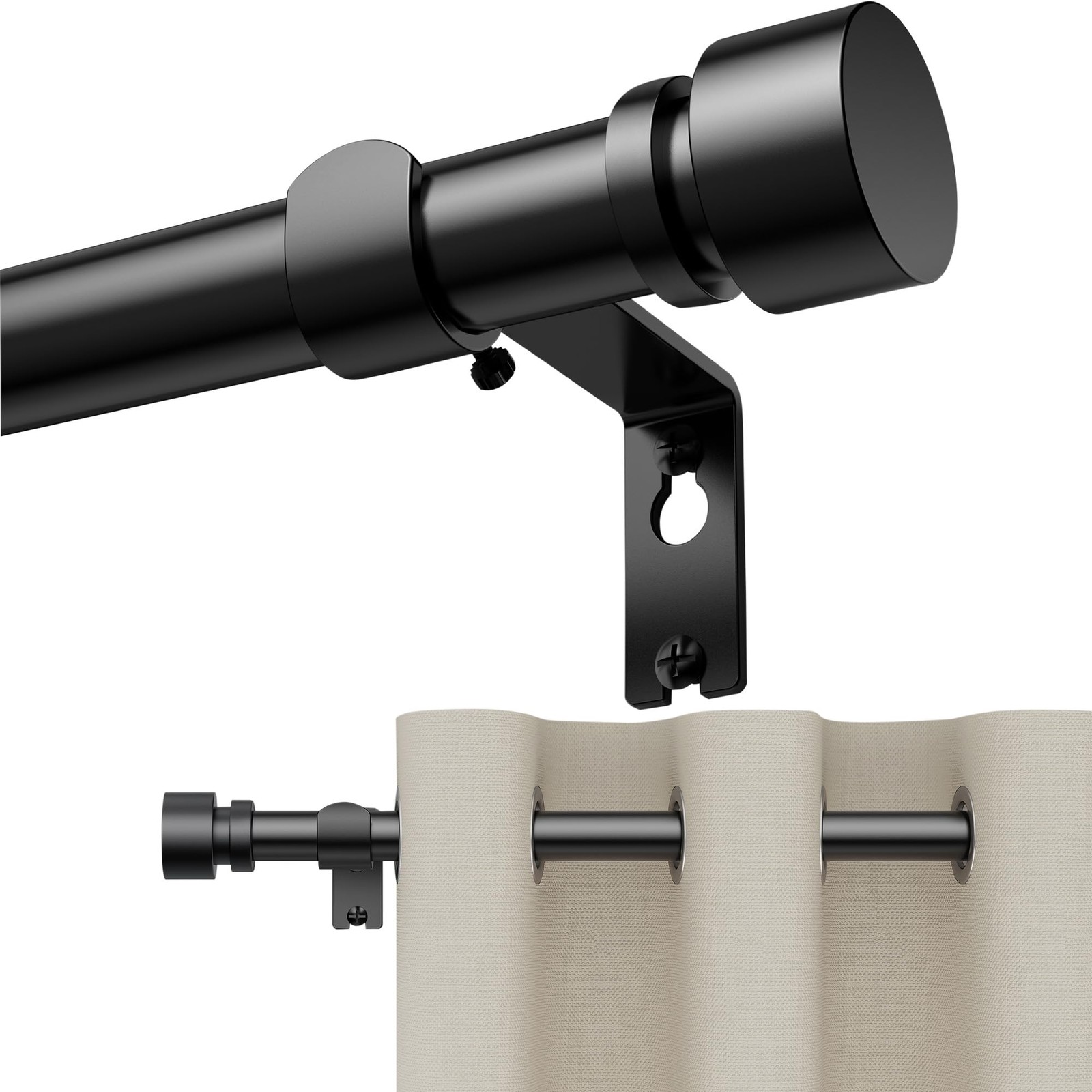 Adjustable 18179 Inch Black Heavy Duty Curtain Rod 7/8 Inch Modern Finials gallery