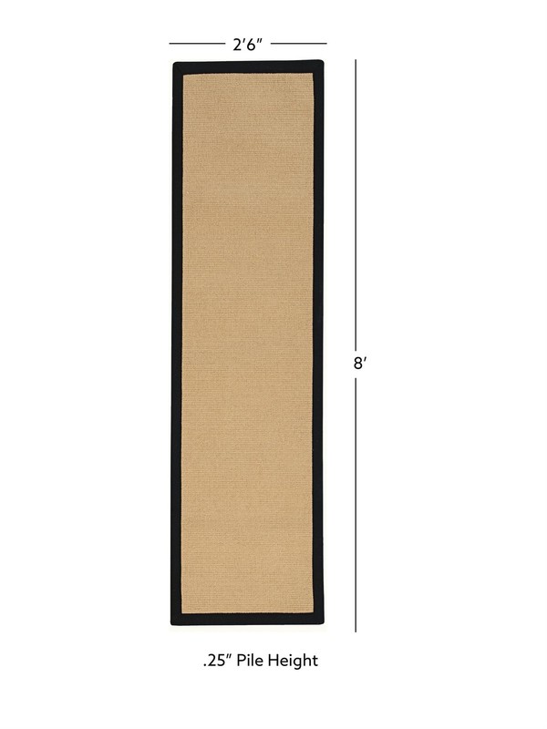 Linon Empire Machine Tufted Wool 2'6"x8' Rug in Sisal and Black gallery