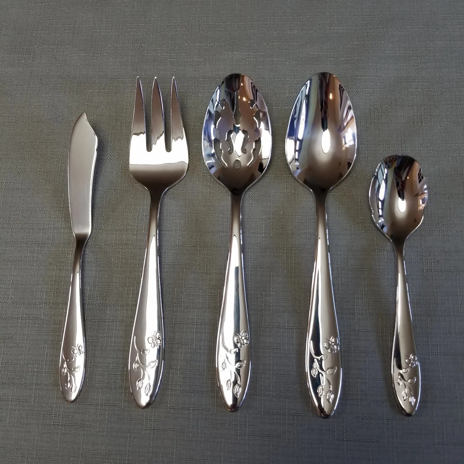 SERVING Set 5 piece Lenox Butterfly Meadow Flatware 18/10 Stainless New gallery