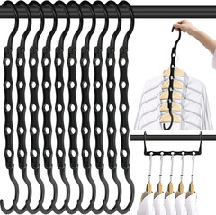 Space Saving Hangers 10 Pack 5 Hole Magic Closet Organizer Plastic Multi Hangers