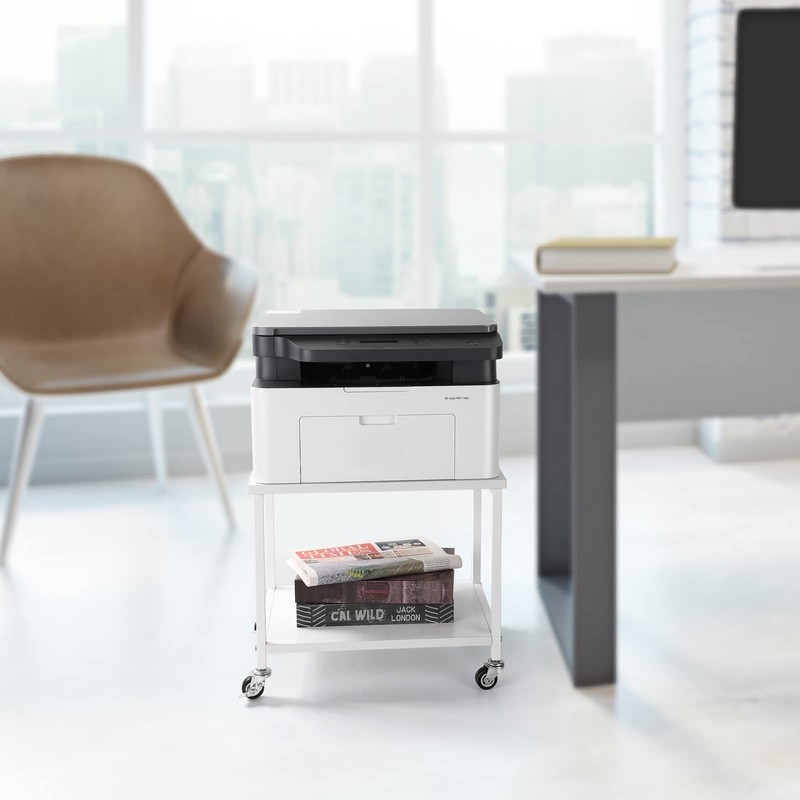 Under Desk Printer Stand 2 Tier White Printer Stand with Storage Shelf Small Pri gallery